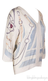 Cashmere Silk Blend Printed Top