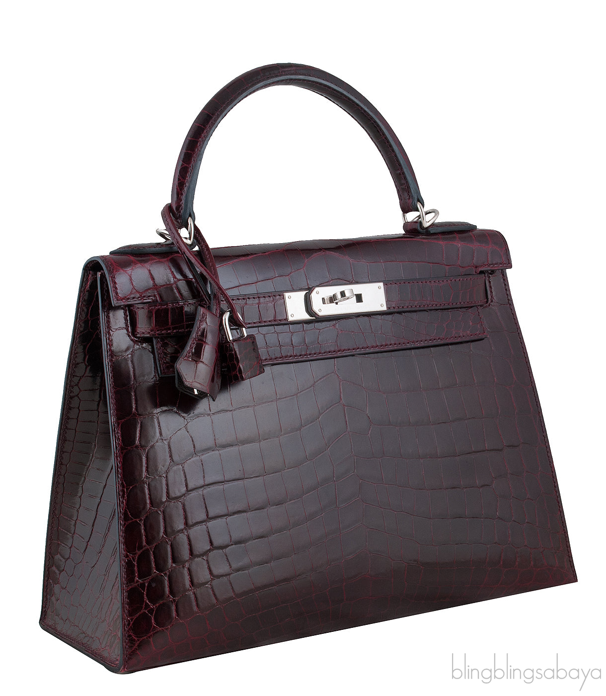Kelly 28 Bordeaux Crocodile PHW