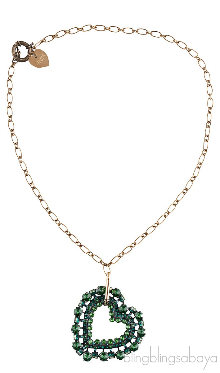 Emerald Crystal Heart Necklace