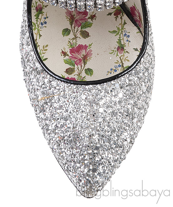 Sylvie Silver Crystal Glitter Heels