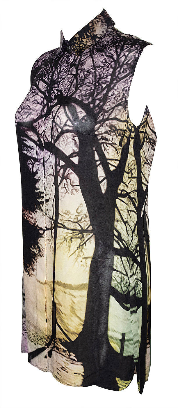 Mary Katrantzou Sleeveless Tree Print Long Back Shirt