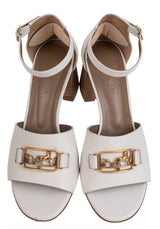 Hermes Viaggio 60 Calfskin White Sandals 37