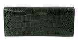 Gucci Crystal Embellished Horsebit Green Crocodile Mini Clutch