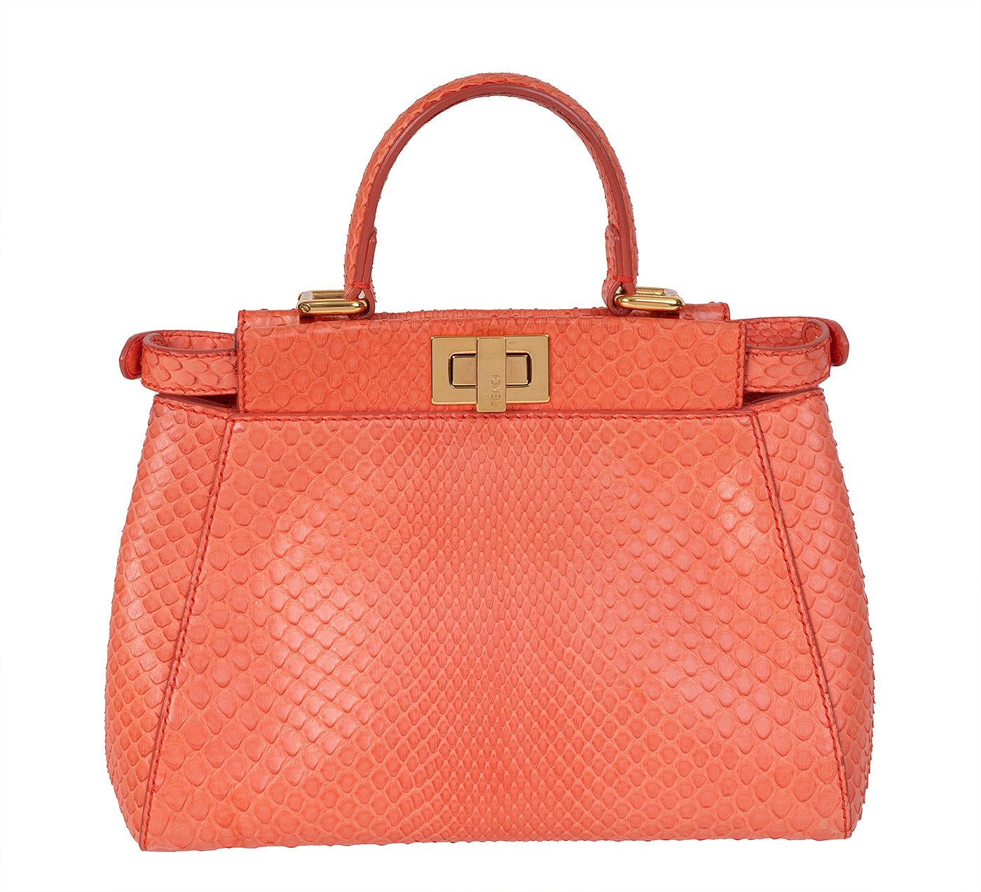 Fendi Orange Python Mini Peekaboo Bag
