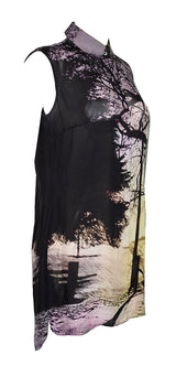 Mary Katrantzou Sleeveless Tree Print Long Back Shirt