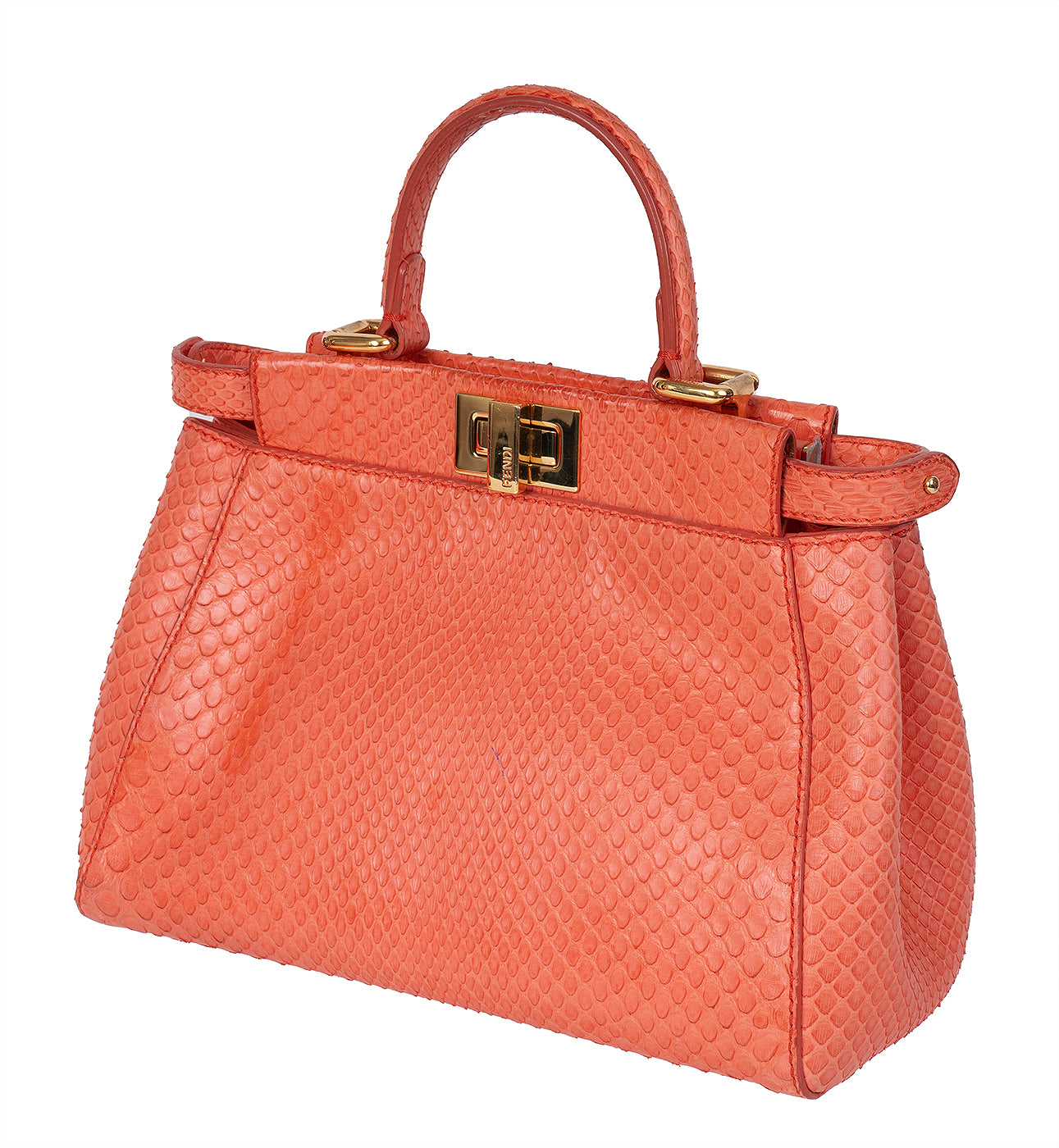 Fendi Orange Python Mini Peekaboo Bag