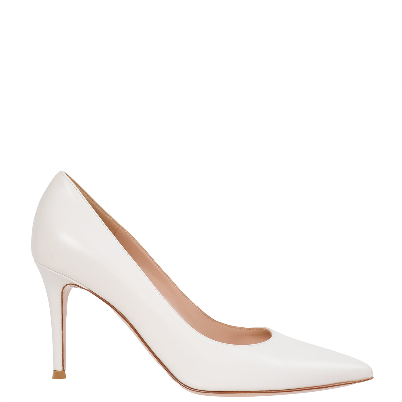 Gianvito Rossi White Leather 85 Pointed Toe Heels