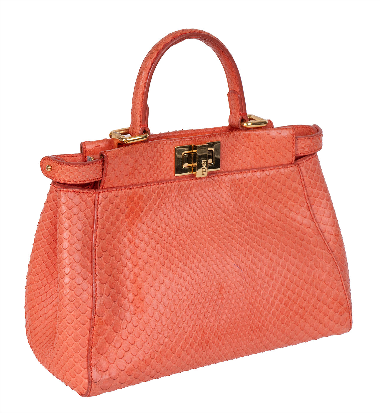 Fendi Orange Python Mini Peekaboo Bag