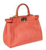 Fendi Orange Python Mini Peekaboo Bag