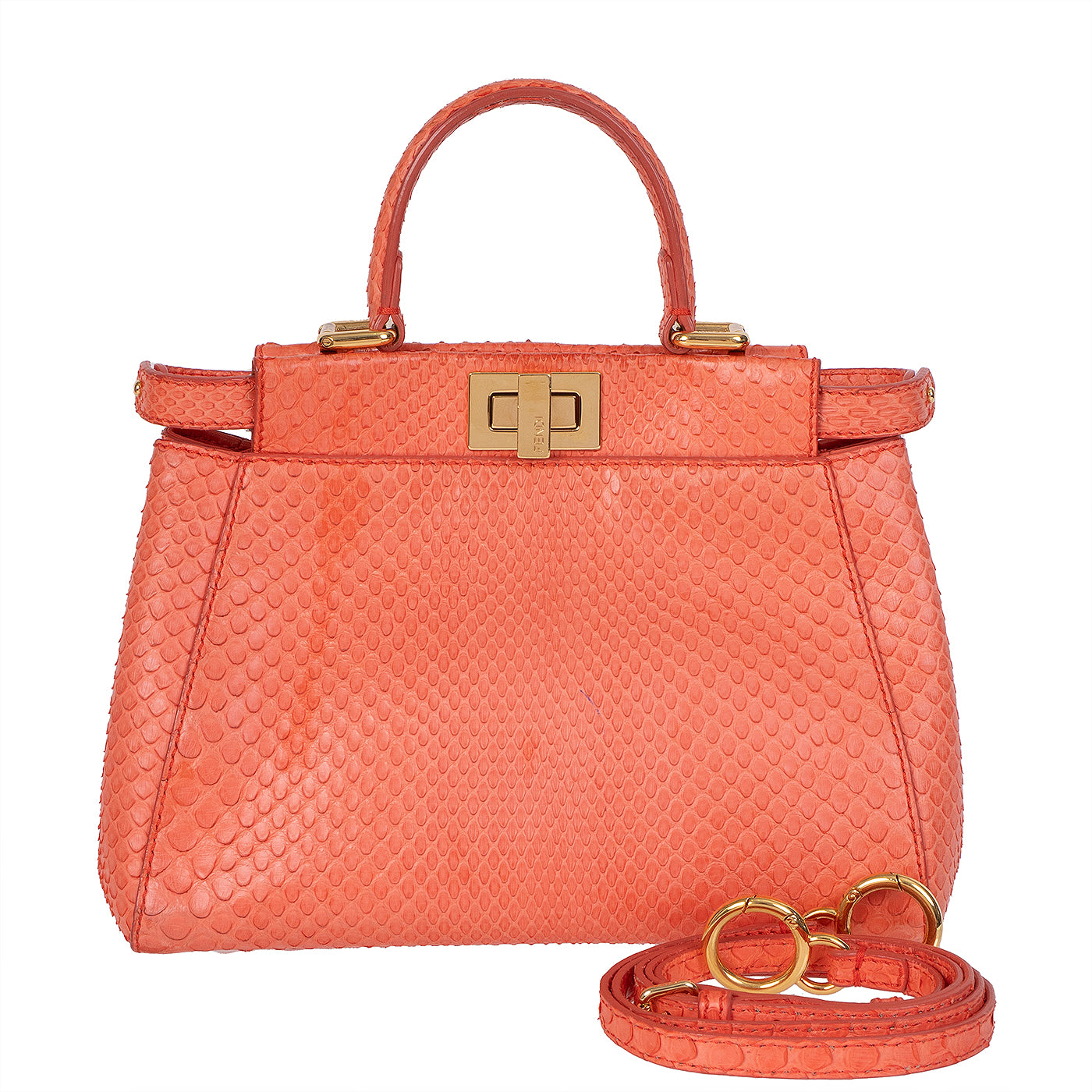 Fendi Orange Python Mini Peekaboo Bag