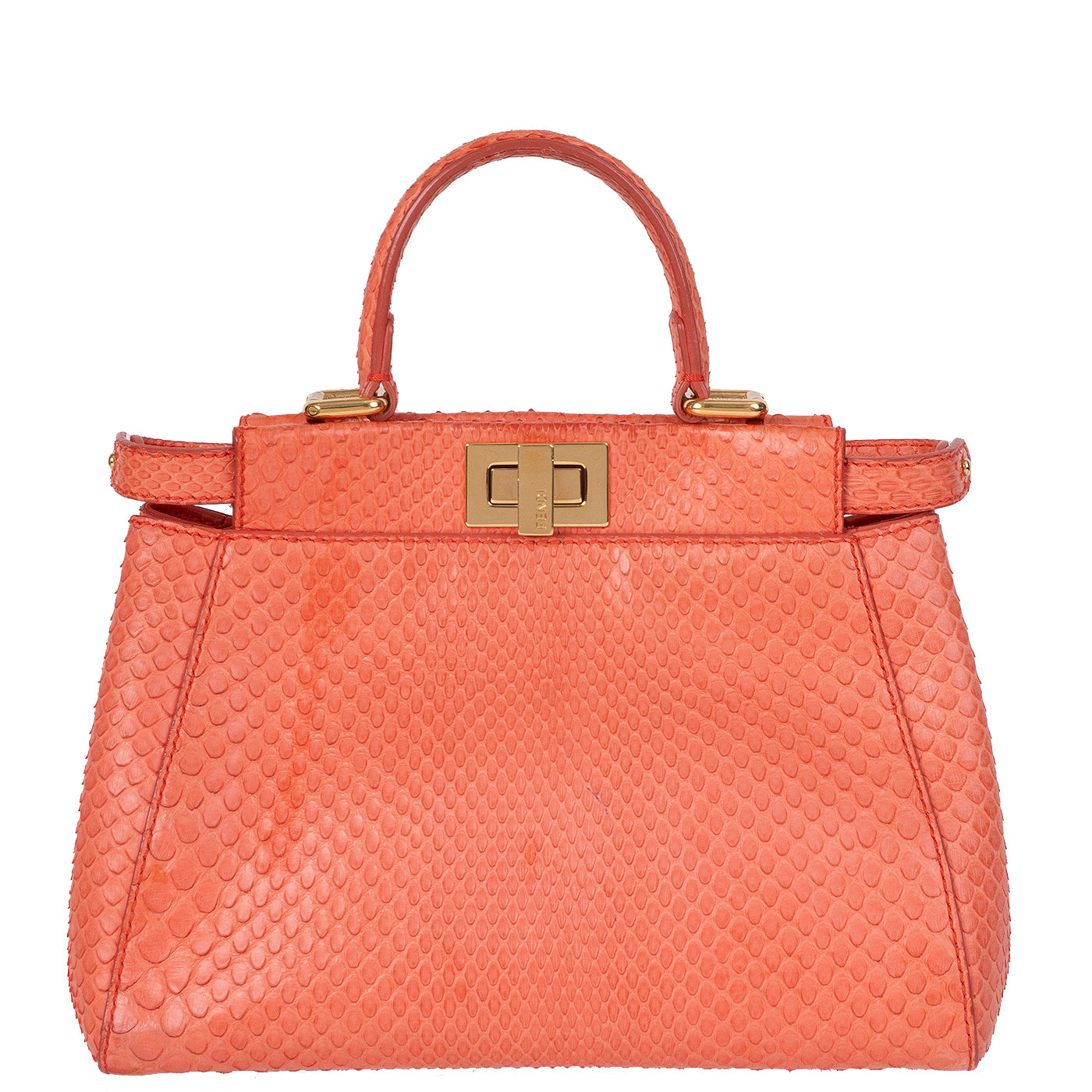 Fendi Orange Python Mini Peekaboo Bag