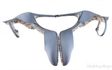 Gucci Blue Grey Satin Daisy 105 Slingback Heels