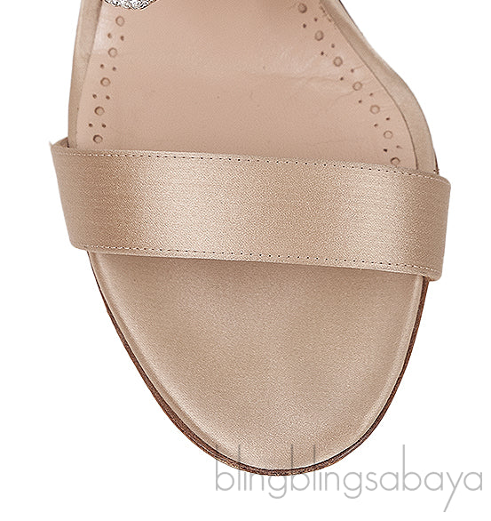 Champagne Satin Fibiona Slide Sandals