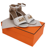 Hermes Viaggio 60 Calfskin White Sandals 37