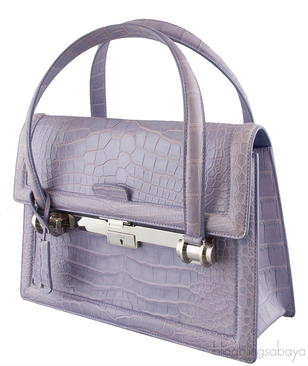 Christian Dior Mitzah Lilac  Crocodile Medium Tote