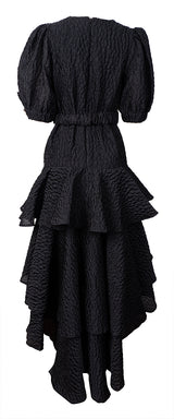 Poca & Poca Black Ruffled Midi Dress S