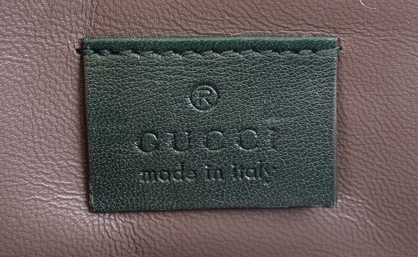 Gucci Crystal Embellished Horsebit Green Crocodile Mini Clutch
