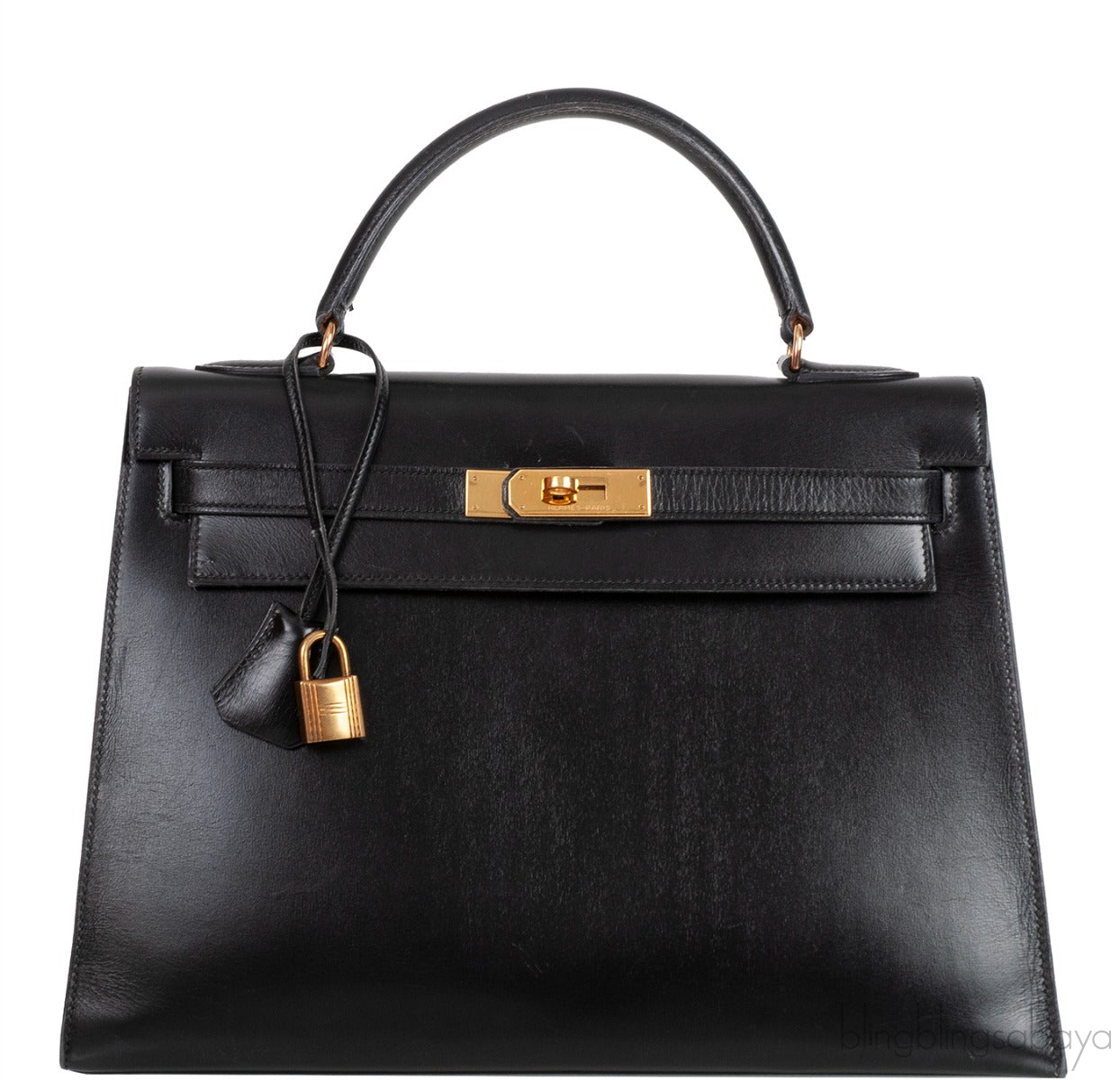 Vintage Kelly 32 Black Box Sellier GHW