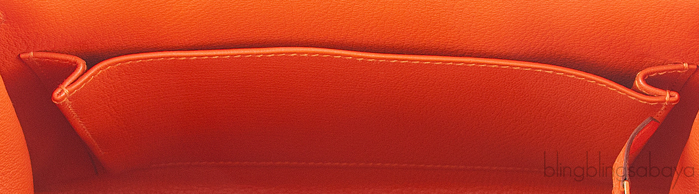 Kelly 25 Tangerine Ostrich Sellier