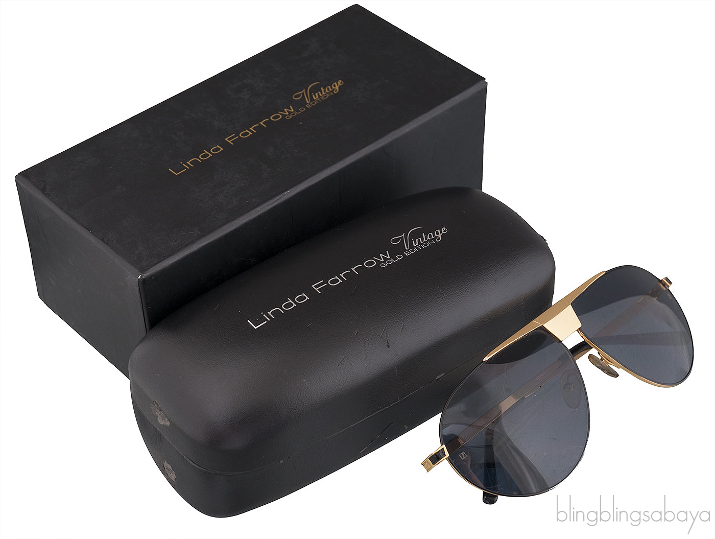 Linda Farrow LFL461 Black & Gold Aviator Sunglasses