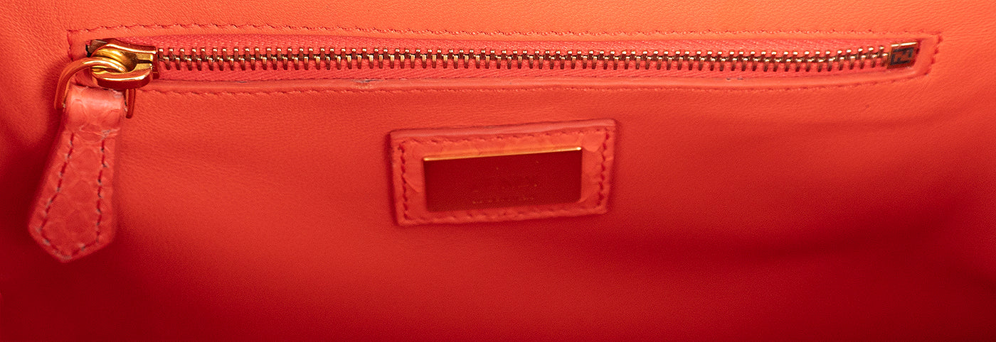 Fendi Orange Python Mini Peekaboo Bag