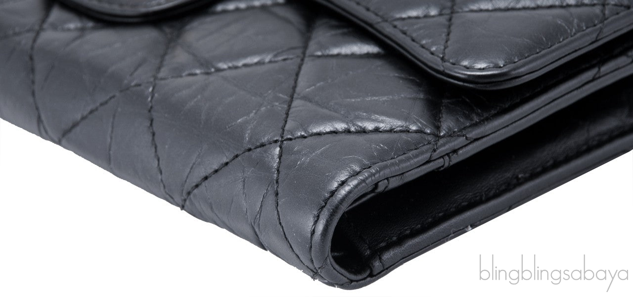 2.55 Trifold Long Black Wallet
