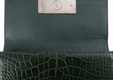 Gucci Crystal Embellished Horsebit Green Crocodile Mini Clutch