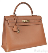 Vintage Kelly 35 Gold Courchevel Sellier GHW
