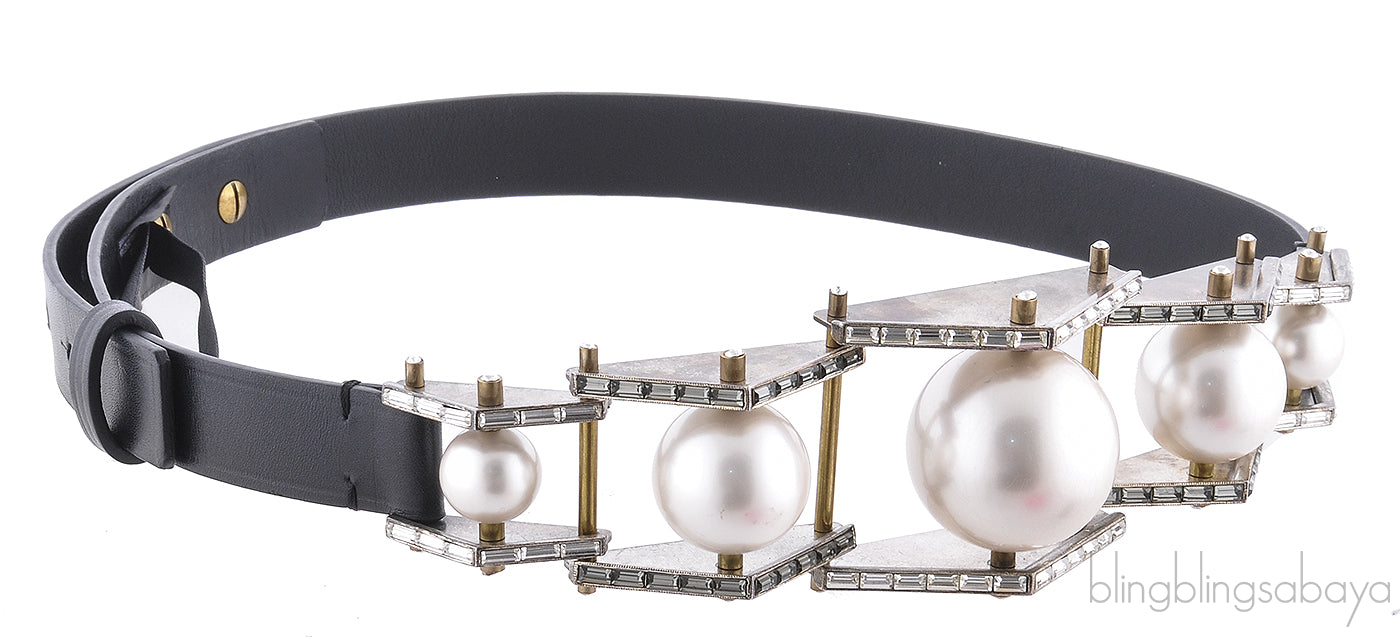 Black Pearl Leather Belt