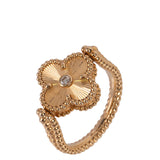 Van Cleef & Arpels Reversible Blue Agate Guilloche Vintage Alhambra Diamond Yellow Gold Ring 58