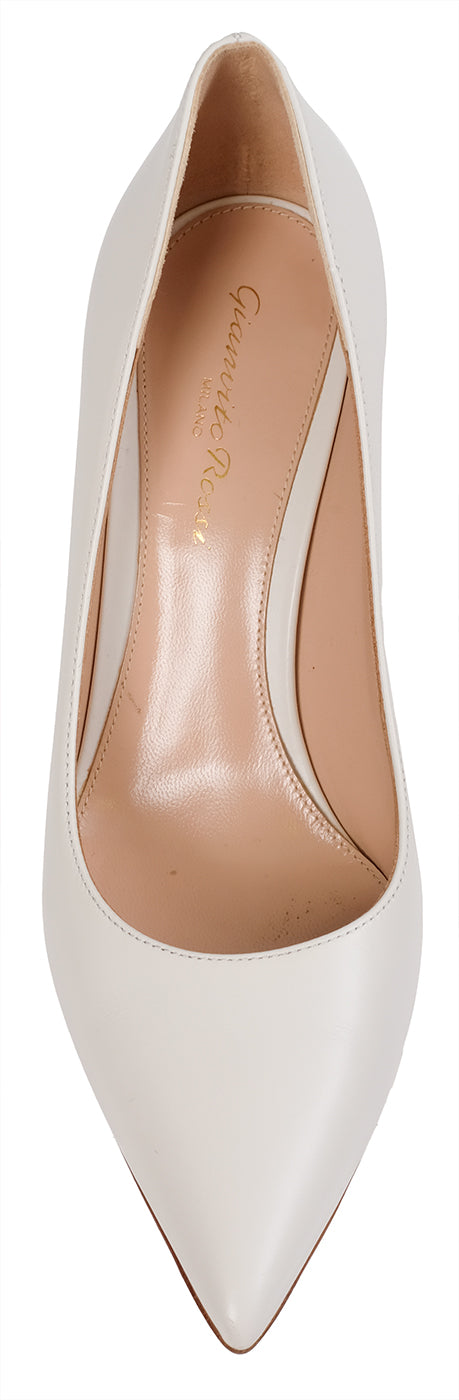 Gianvito Rossi White Leather 85 Pointed Toe Heels