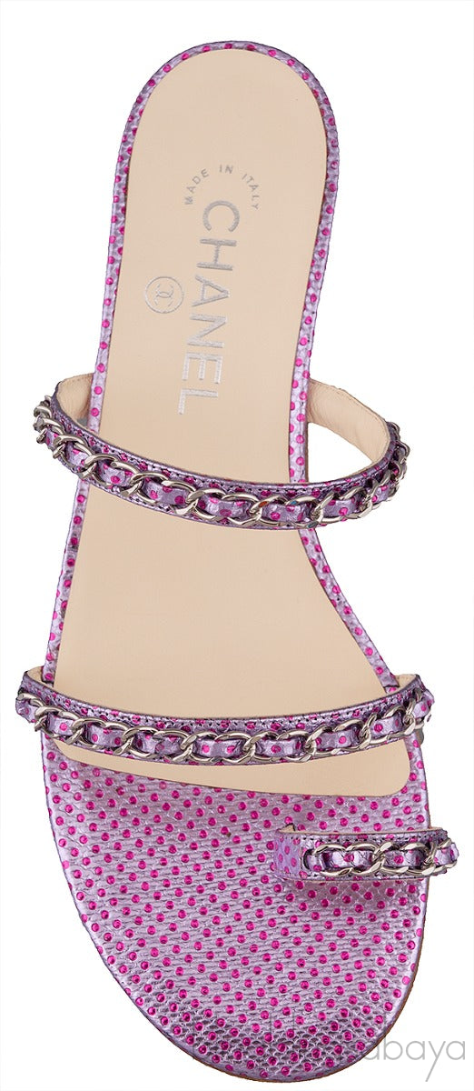 Purple Chain Polkadot Sandals