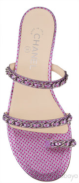 Purple Chain Polkadot Sandals
