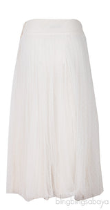 White Pleated Polka Tulle Skirt