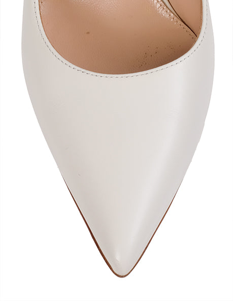 Gianvito Rossi White Leather 85 Pointed Toe Heels