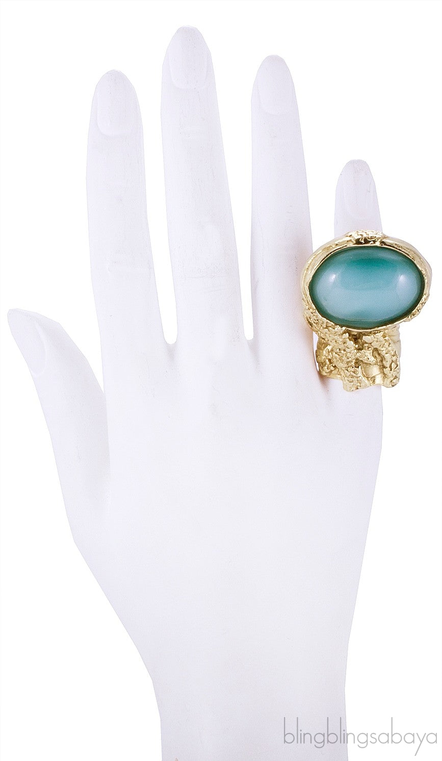 Arty Oval Ring Aqua Green