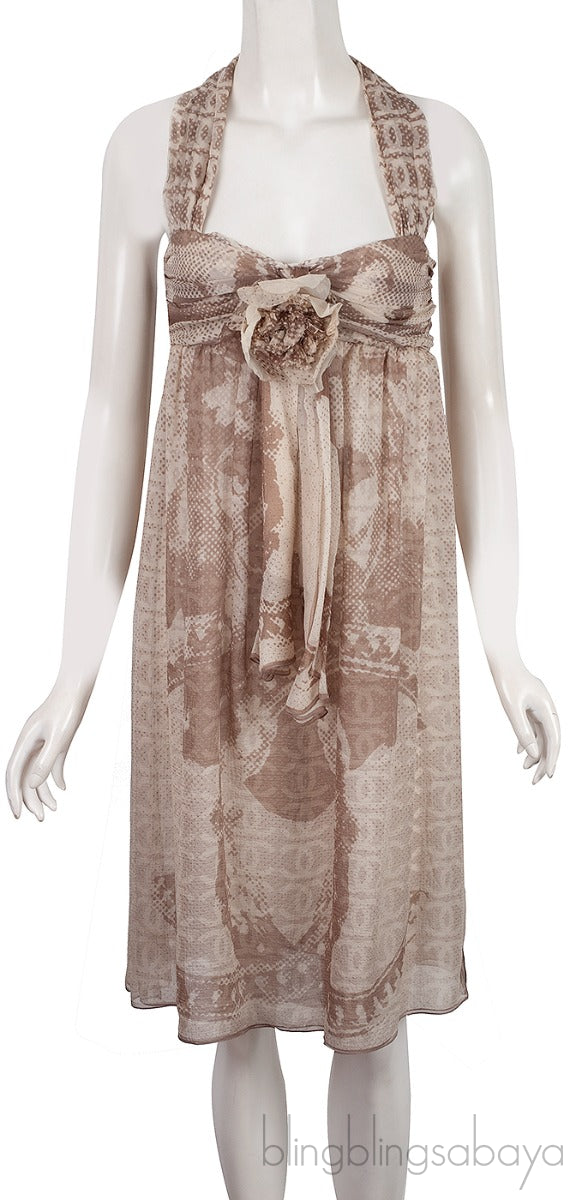 CC Logo Silk Chiffon Halter Dress