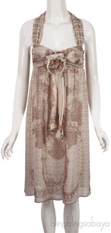 CC Logo Silk Chiffon Halter Dress