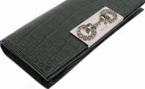 Gucci Crystal Embellished Horsebit Green Crocodile Mini Clutch
