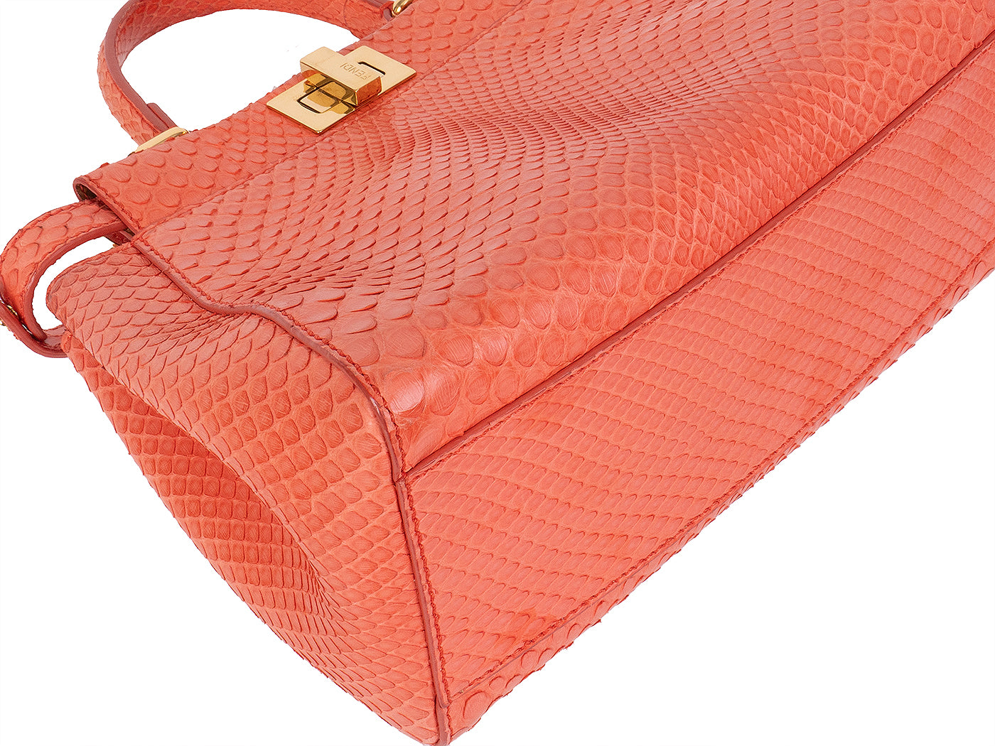 Fendi Orange Python Mini Peekaboo Bag