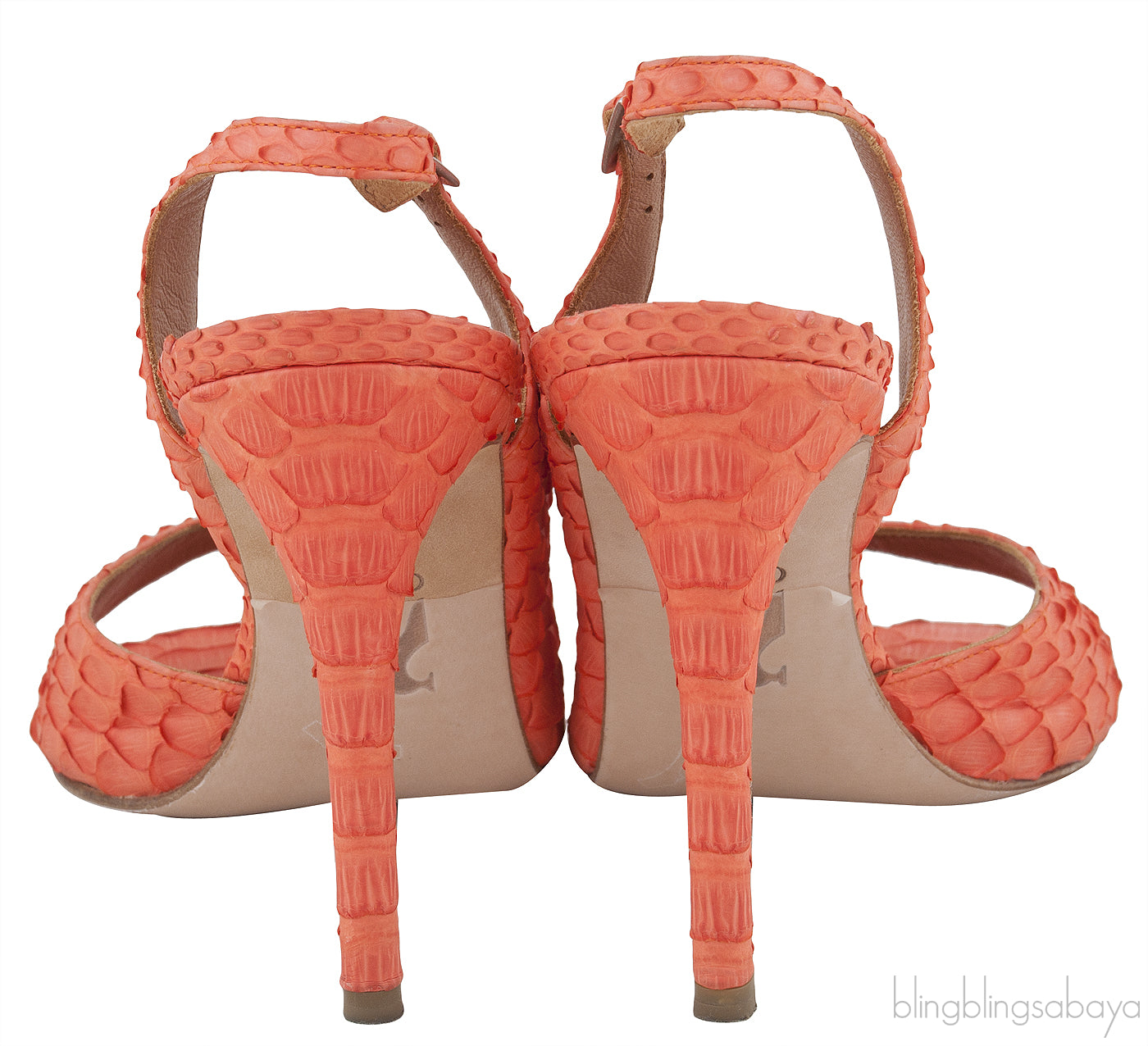 Orange Python Slingback Heels