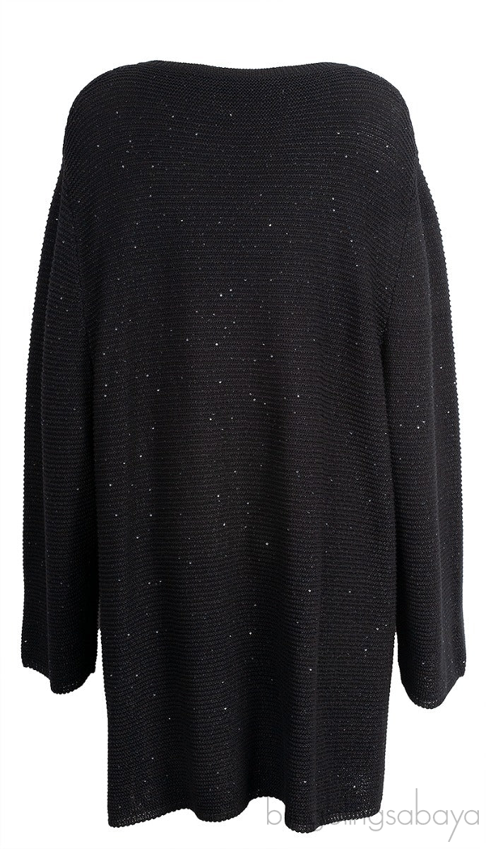 Black Sequin Long Sleeve Knitted Sweatshirt
