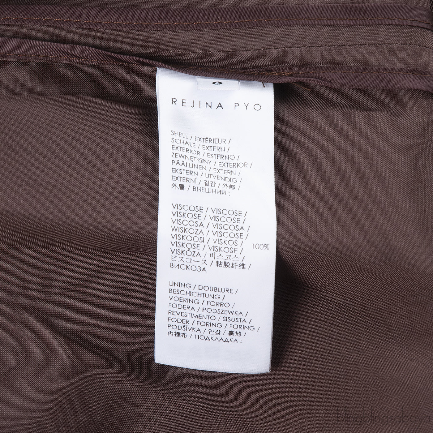 Rejina Pyo Brown Viscose Contrast-Stitch Trench Coat