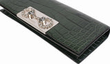 Gucci Crystal Embellished Horsebit Green Crocodile Mini Clutch