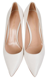 Gianvito Rossi White Leather 85 Pointed Toe Heels