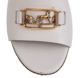 Hermes Viaggio 60 Calfskin White Sandals 37
