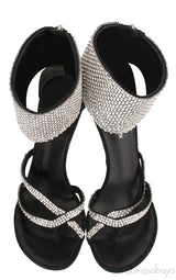 Black Crystal Suede Sandals