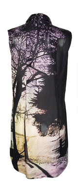 Mary Katrantzou Sleeveless Tree Print Long Back Shirt