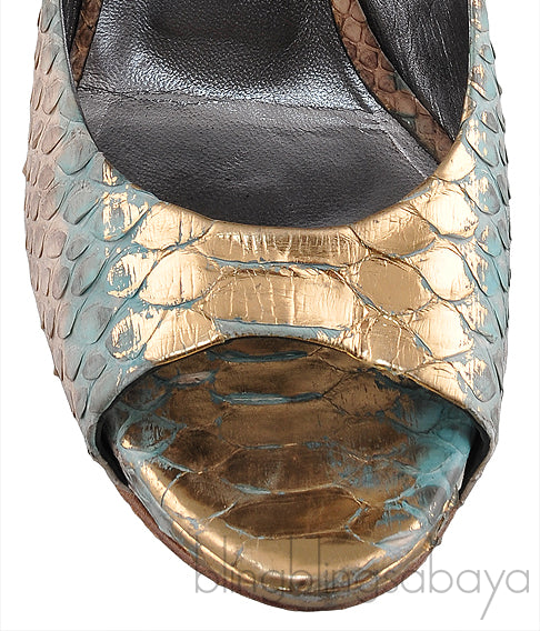 Python Multi-color Peep Toe Heels