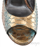 Python Multi-color Peep Toe Heels